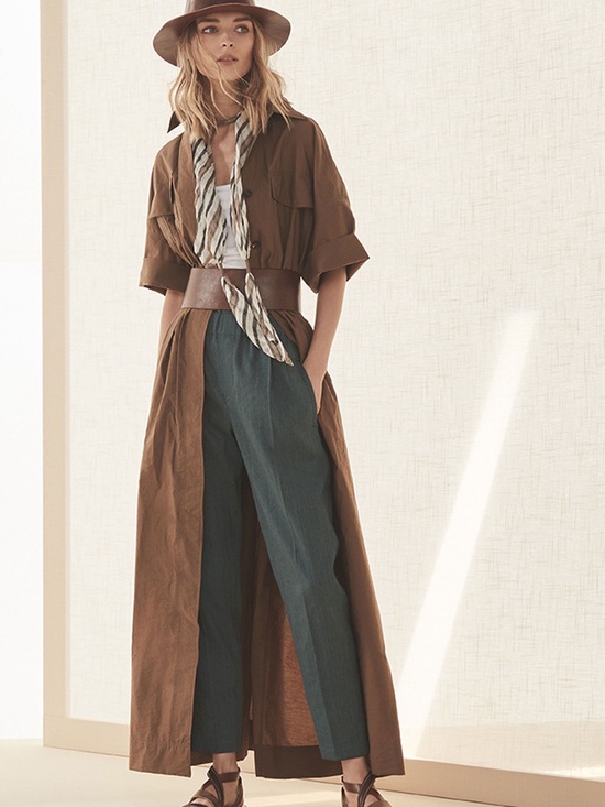 Brunello Cucinelli Accessories - Brunello Cucinelli Cream and Brown Printed Silk Scarf